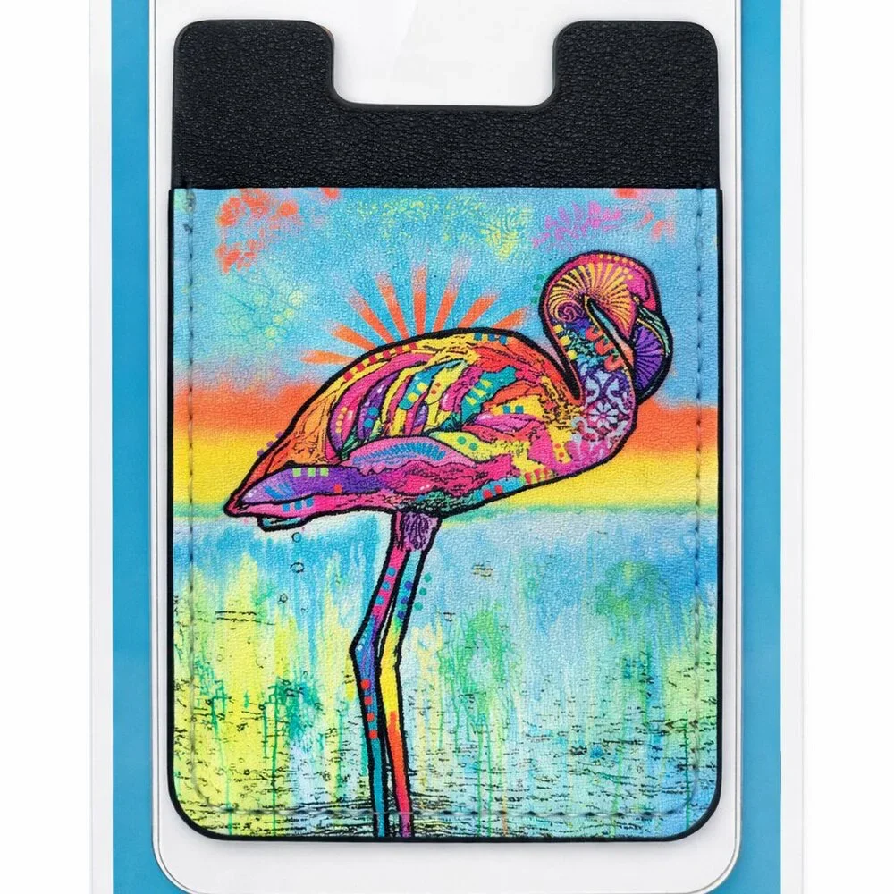 Enjoy It LLC Flamingo Phone Pocket by Dean Russo – Stick-On Card Holder – New